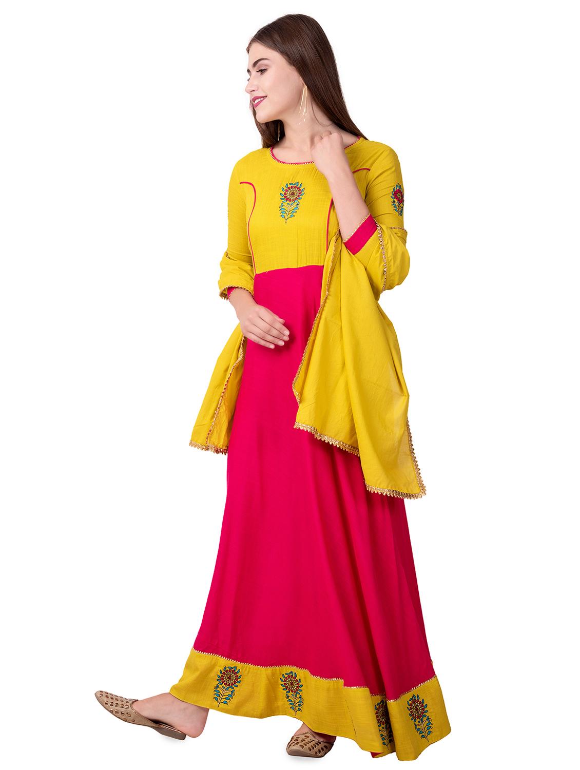 embroidered kurta dupatta set - 16519530 - Standard Image - 1
