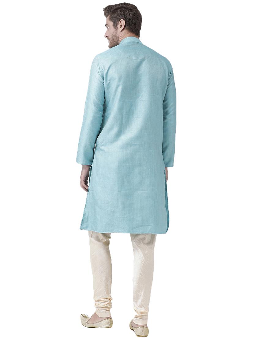 blue silk blend kurta pyjama set - 16520759 -  Standard Image - 1