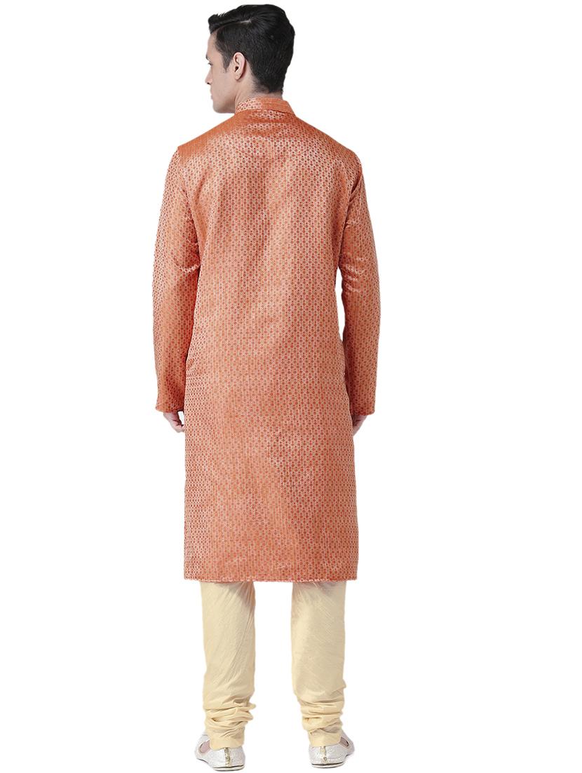 orange silk blend kurta pyjama set - 16520770 - Standard Image - 1