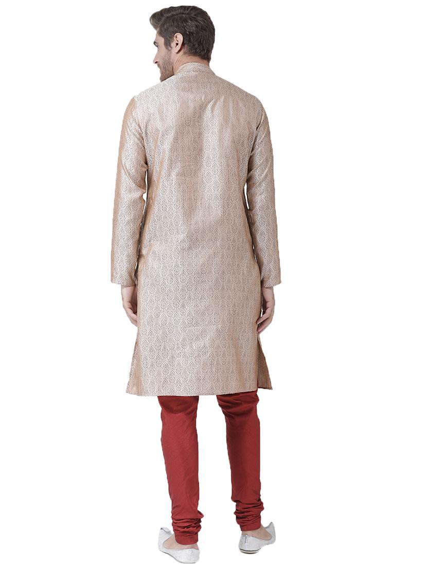 beige silk blend kurta pyjama set - 16520778 - Standard Image - 1