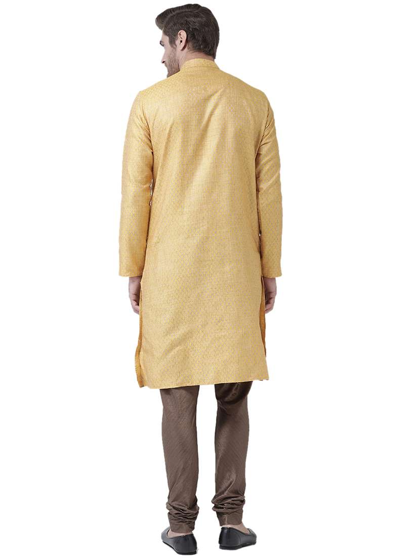 yellow silk blend kurta pyjama set - 16520779 -  Standard Image - 1
