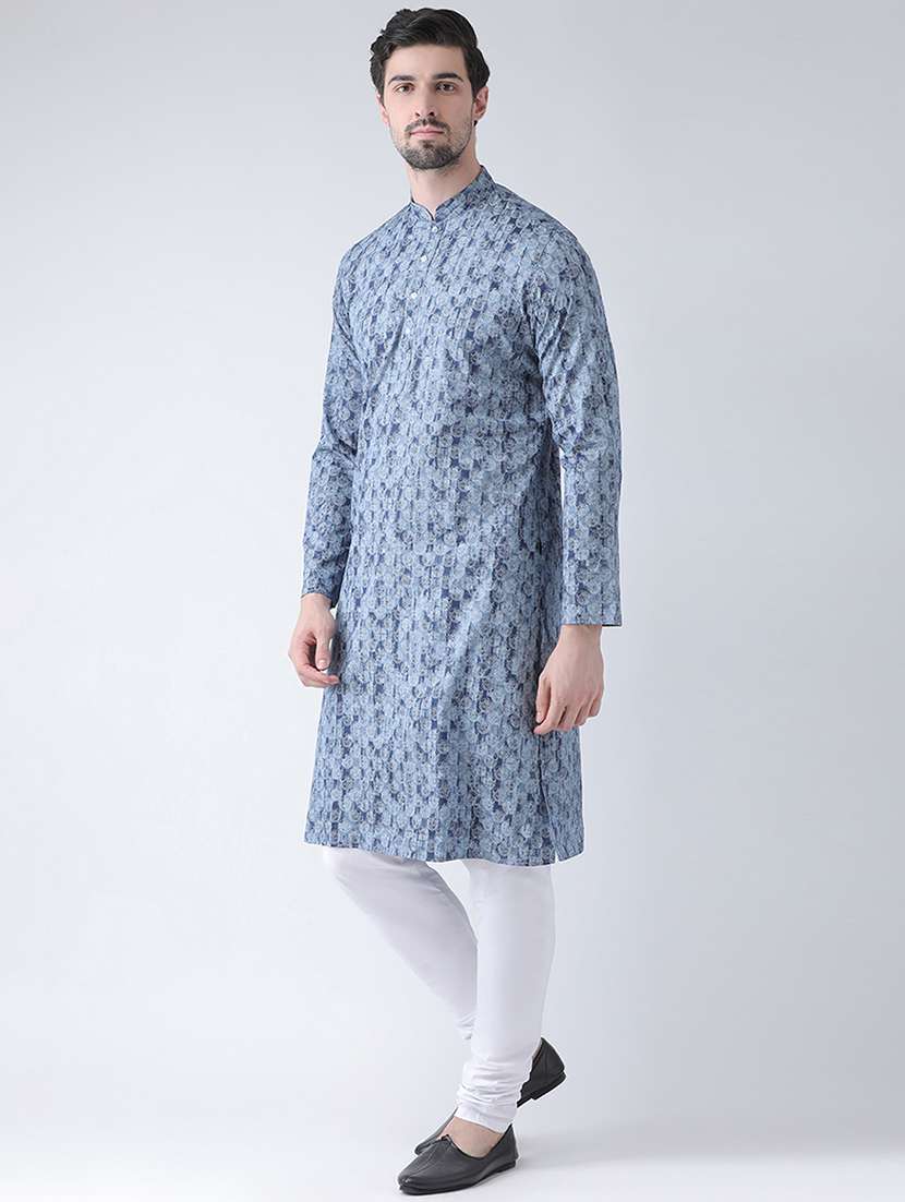 navy blue printed kurta pyjama set - 16520789 - Standard Image - 1