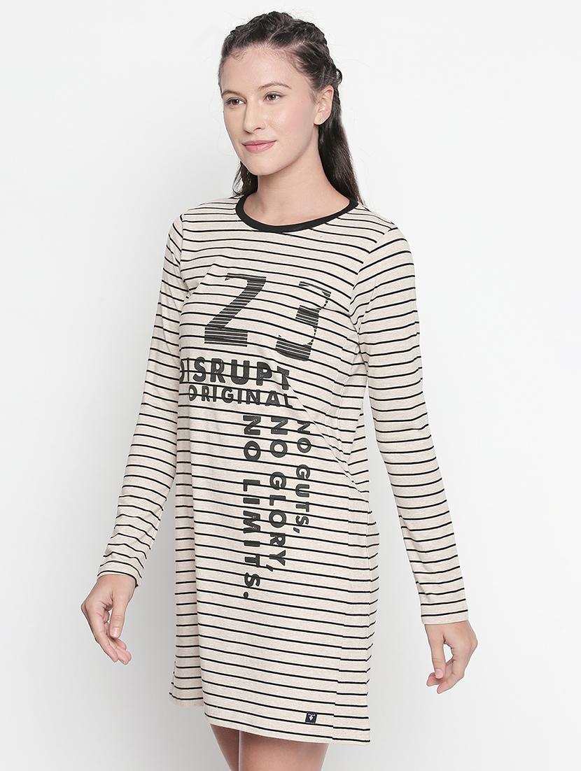 quirky text striped shift dress - 16521254 - Standard Image - 1