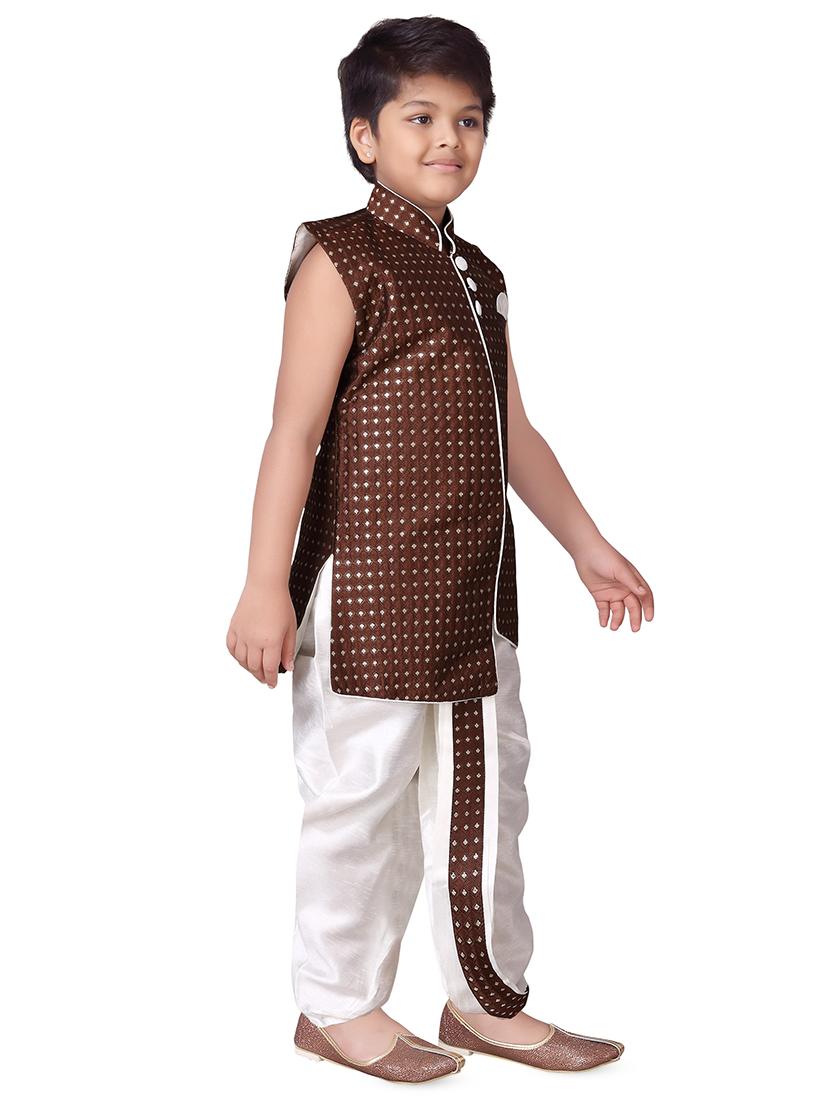 brown silk sherwani suit set - 16521348 - Standard Image - 1