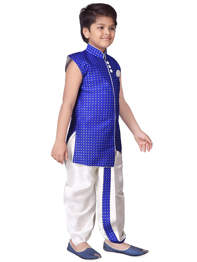 blue silk sherwani suit set - 16521350 - Standard Image - 1