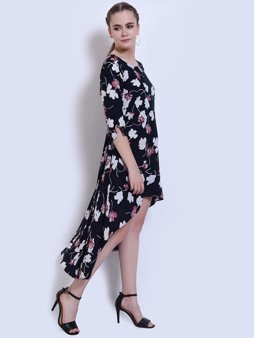 round neck floral high low dress - 16523918 - Standard Image - 1