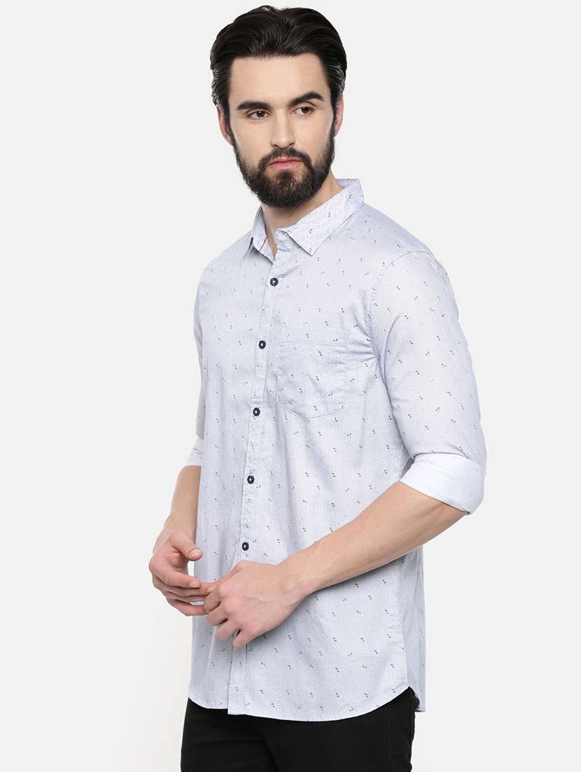 light grey printed casual shirt - 16523935 -  Standard Image - 1