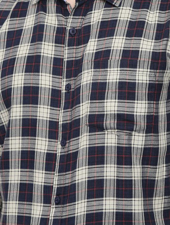 dark blue checkered casual shirt - 16523947 - Standard Image - 4