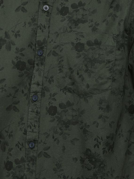 men olive printed regular fit long sleeves casual shirt - 16523953 - Standard Image - 4