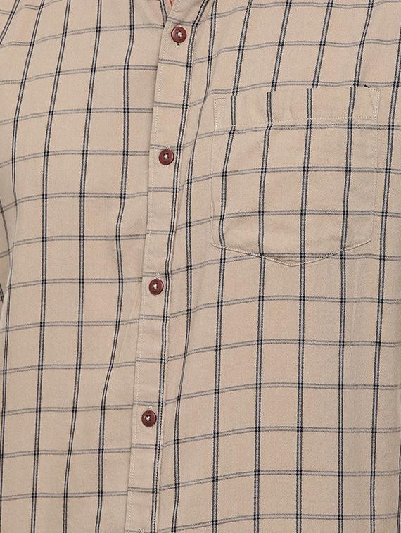 beige checkered casual shirt - 16523972 - Standard Image - 4