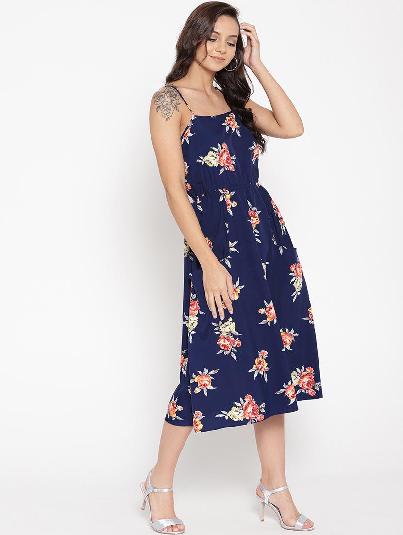 styled back floral a-line dress - 16524139 - Standard Image - 1