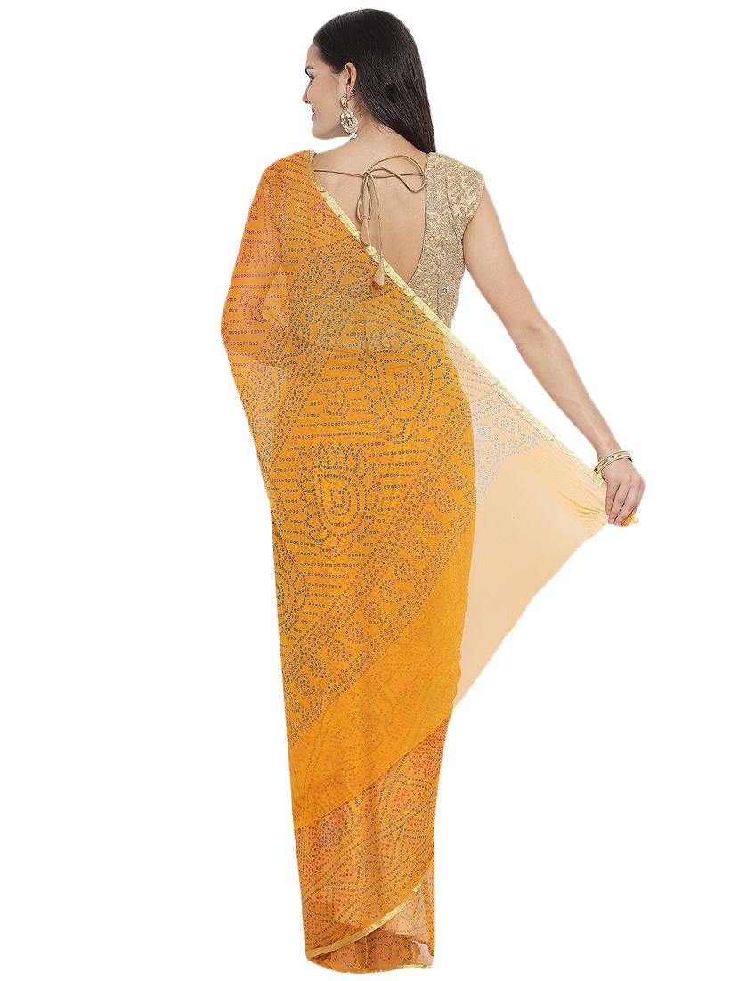 bandhani printed saree with blouse - 16524732 - Standard Image - 1