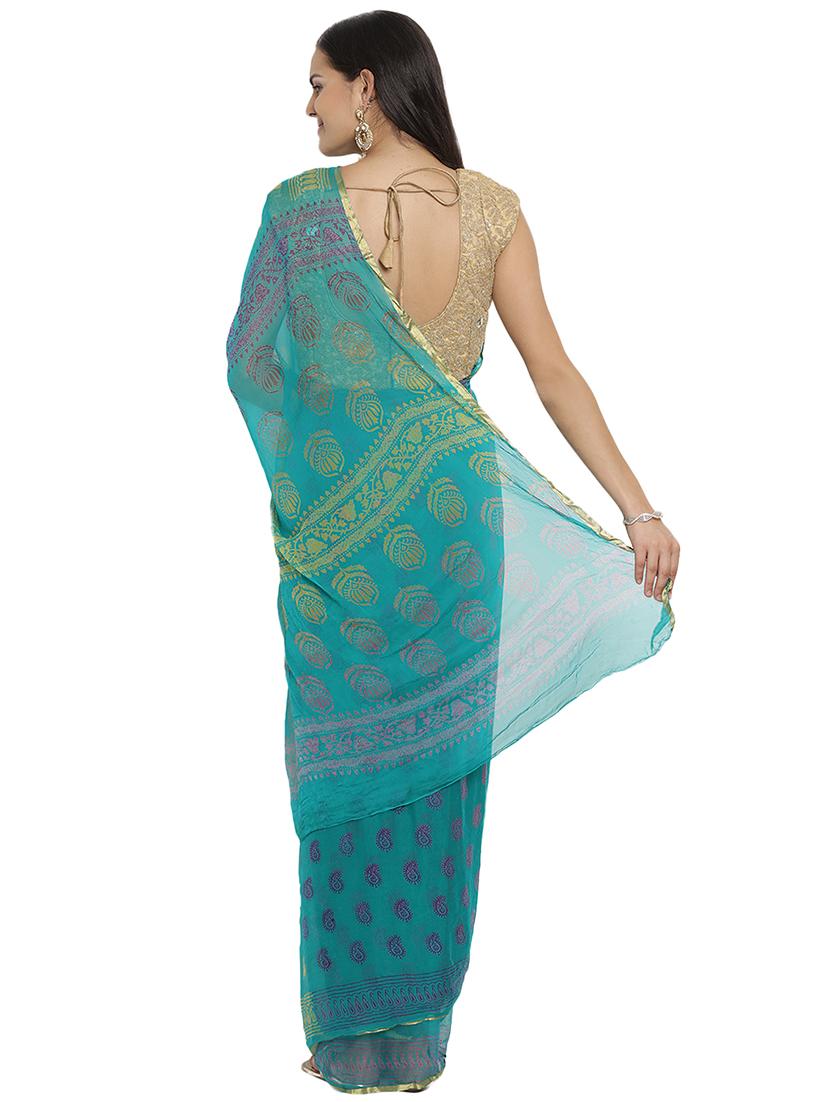 paisley printed saree with blouse - 16524737 -  Standard Image - 1