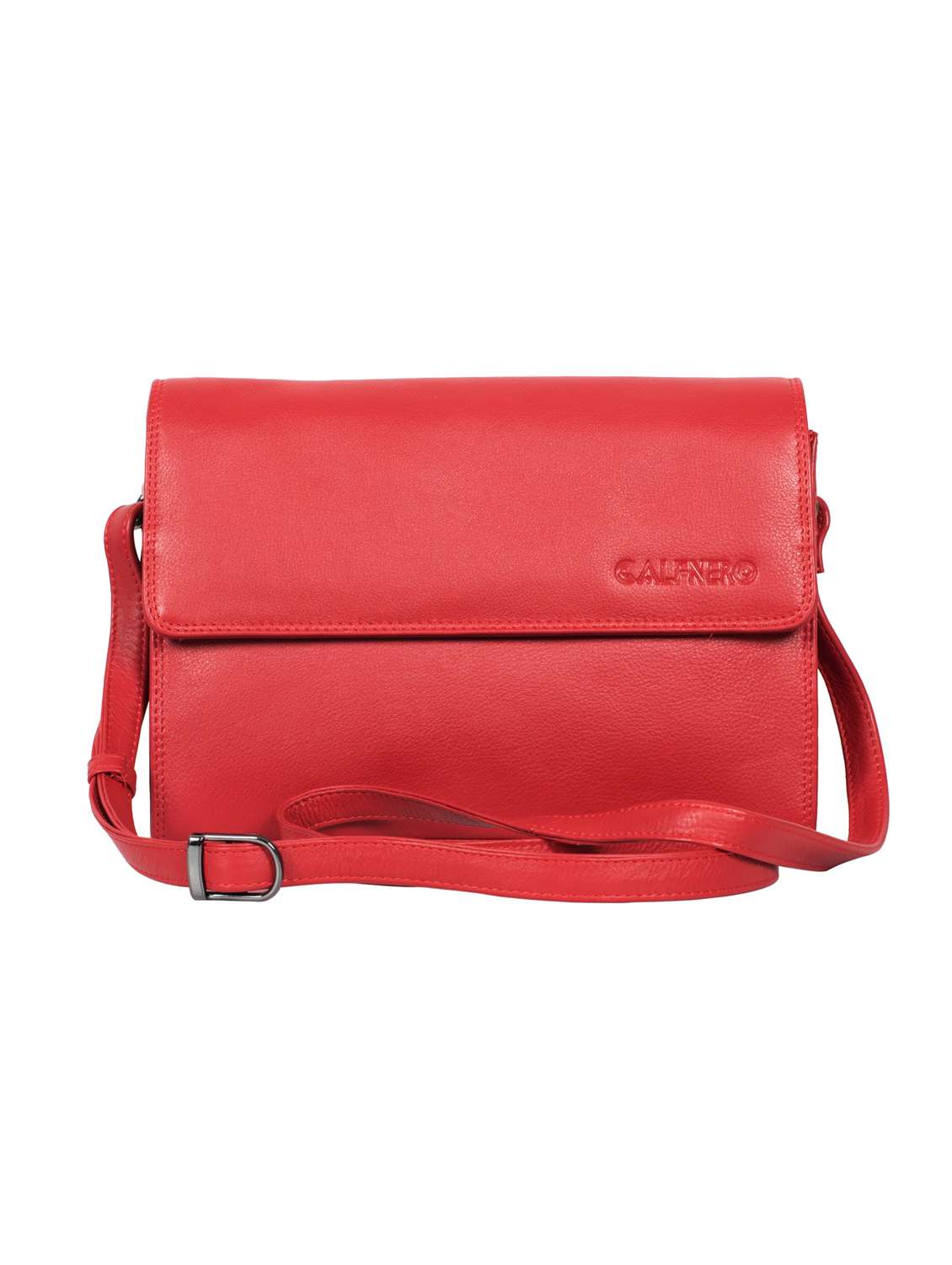 red leather sling bag