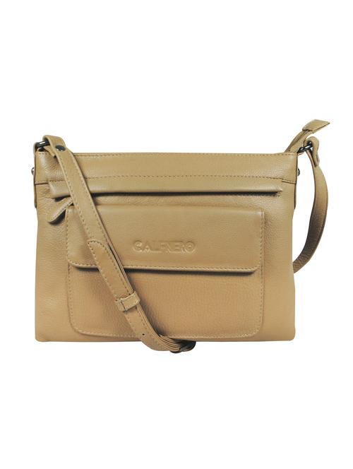beige leather sling bag - 16526384 - Standard Image - 0