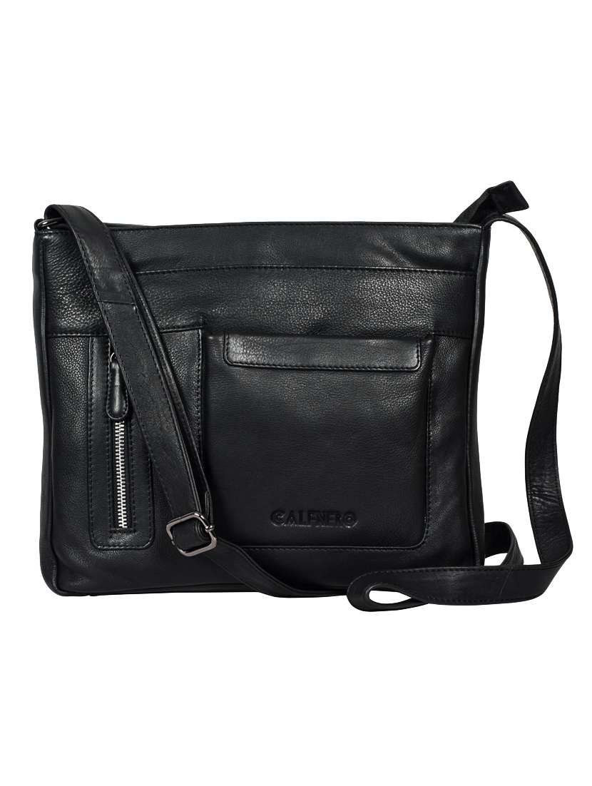 black solid regular sling bag