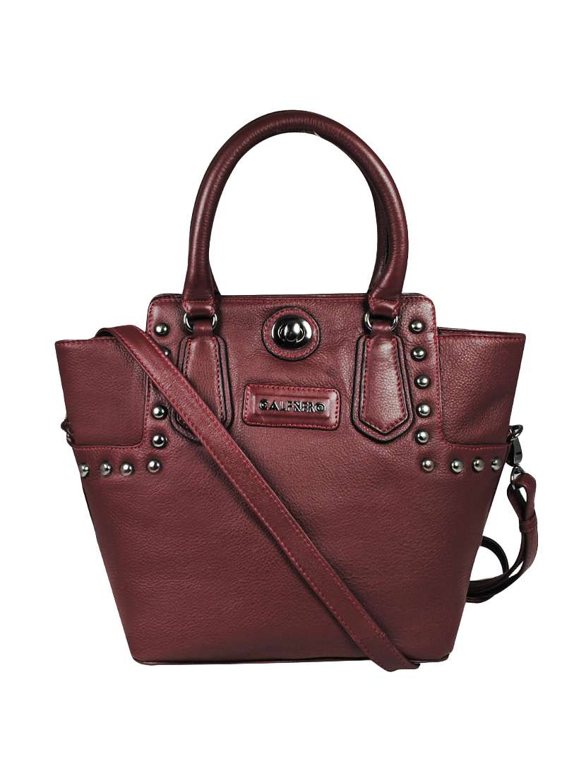 brown leather handbag