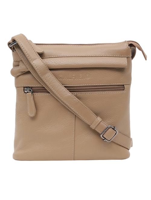 beige leather sling bag - 16526445 - Standard Image - 0