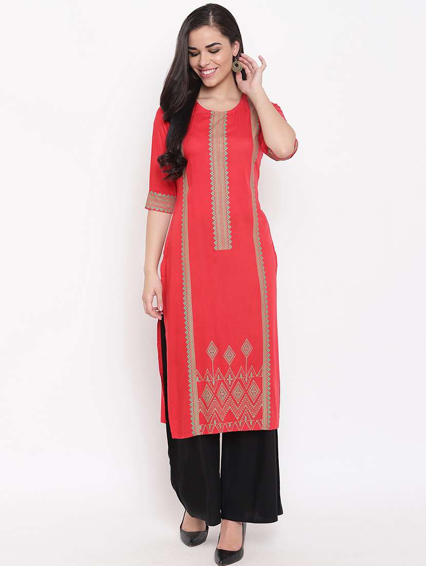printed straight kurta