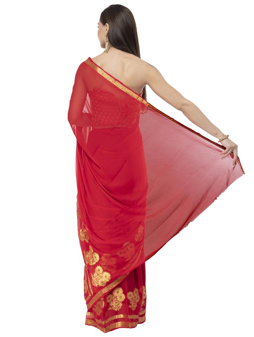 solid bordered saree with blouse - 16527262 -  Standard Image - 1