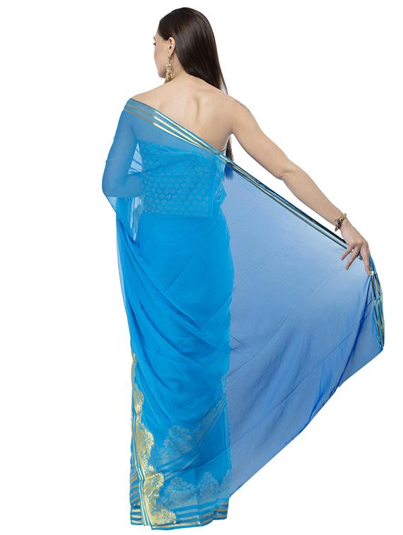 solid bordered saree with blouse - 16527266 - Standard Image - 1