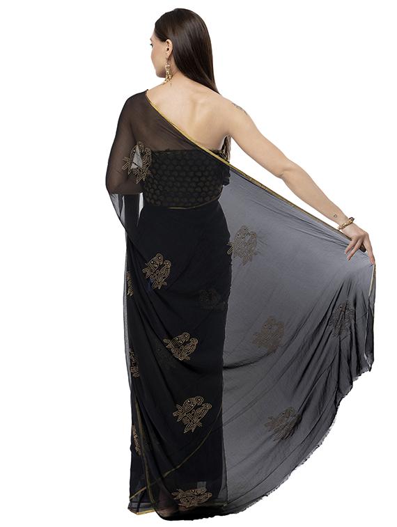 conversational printed saree with blouse - 16527267 - Standard Image - 1