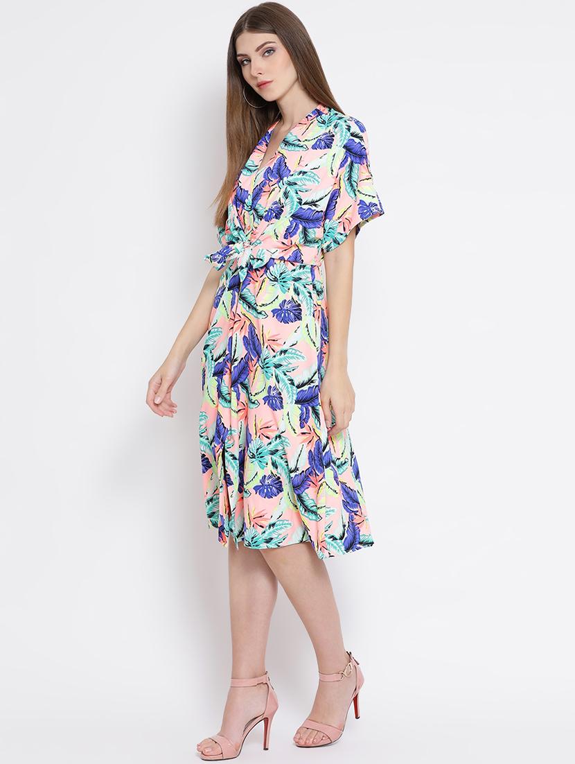 tie front tropical a-lien dress - 16527673 - Standard Image - 1