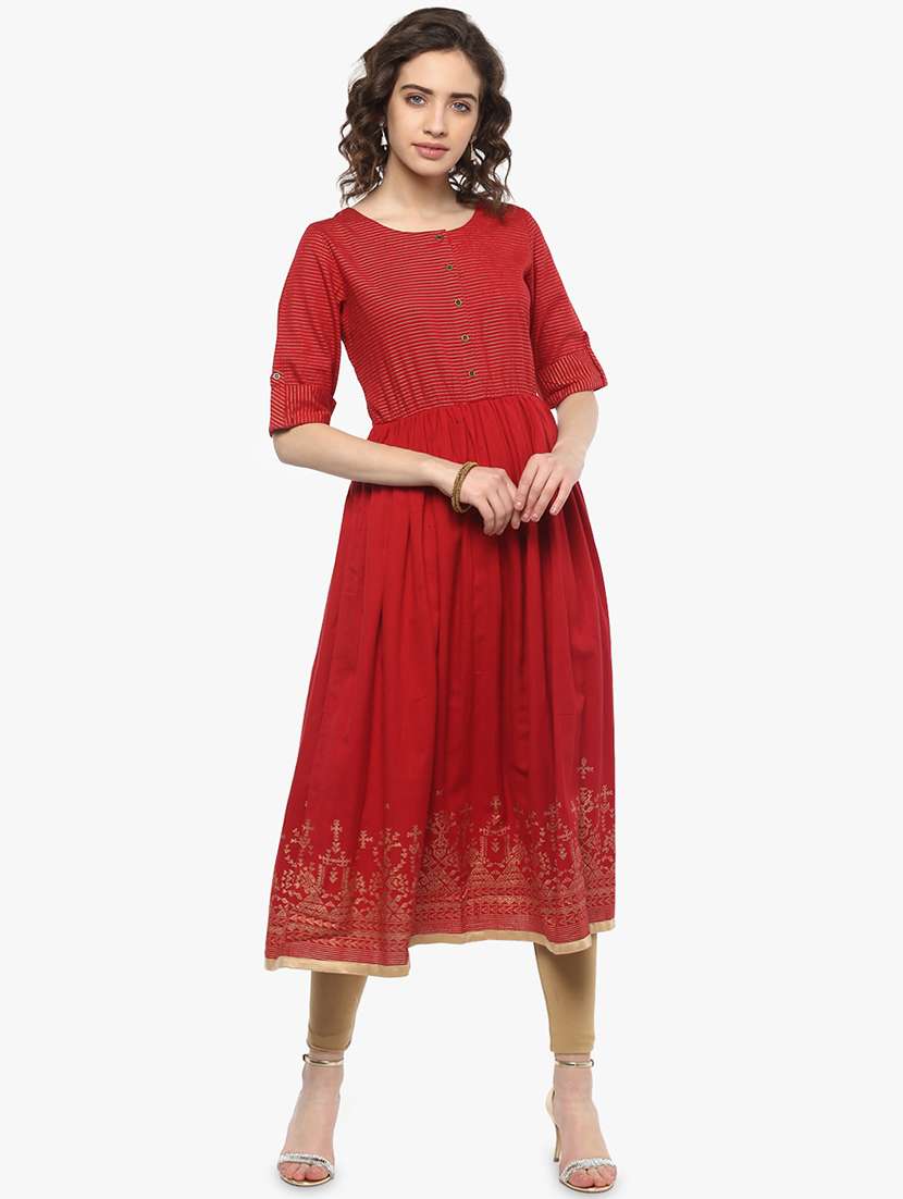 foil printed khadi a-line kurta