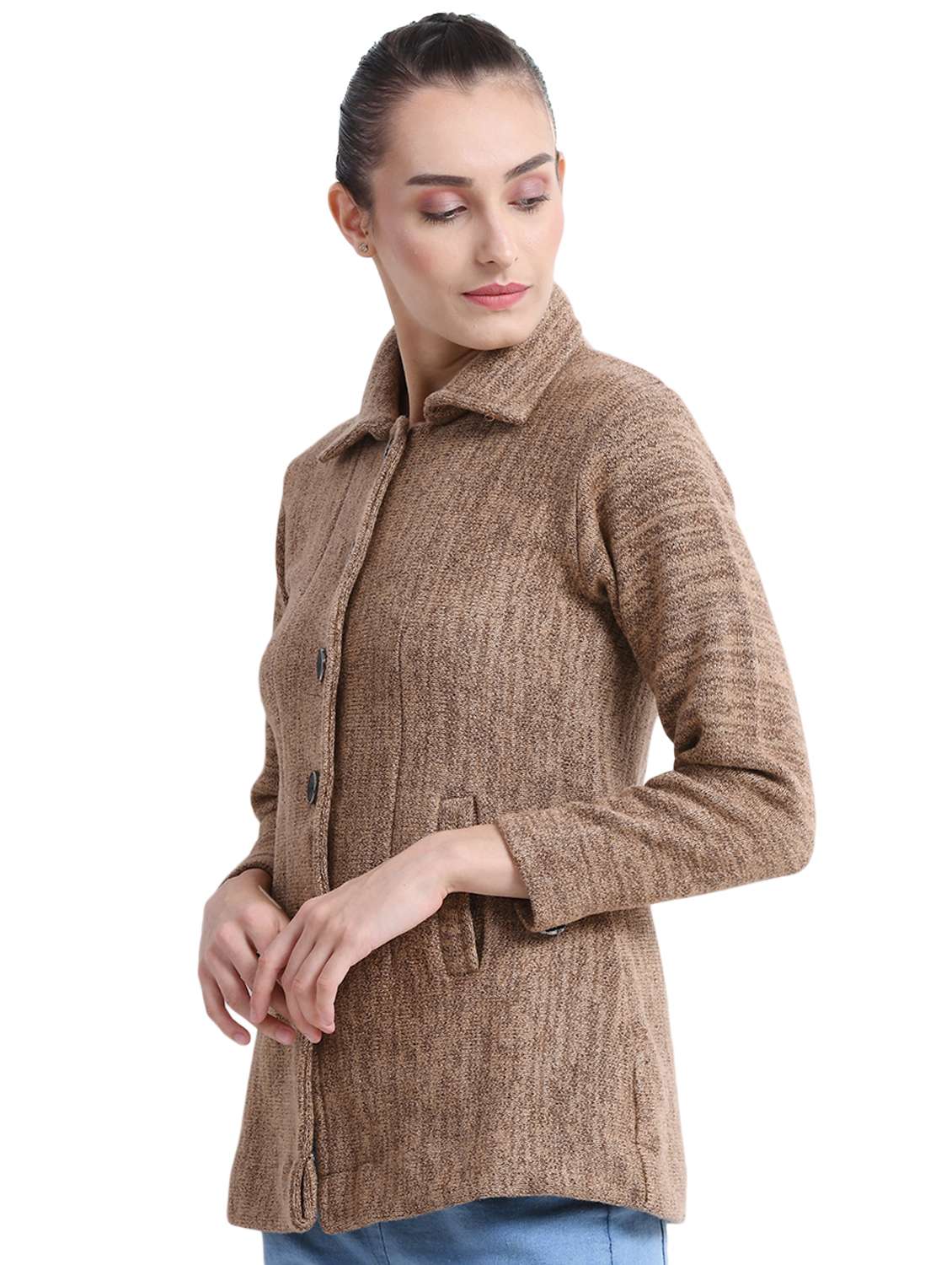 shirt collar pocket detail cardigan  - 16528722 -  Standard Image - 1
