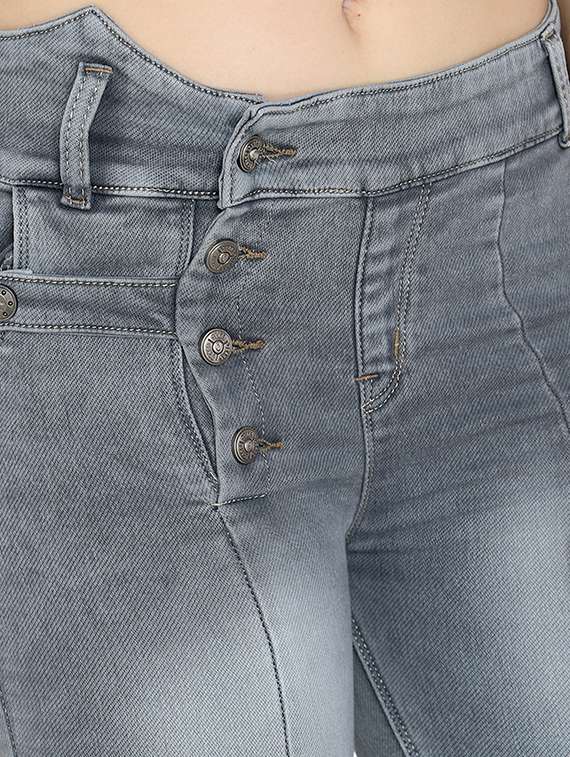 button detail stone washed jeans - 16529562 - Standard Image - 4