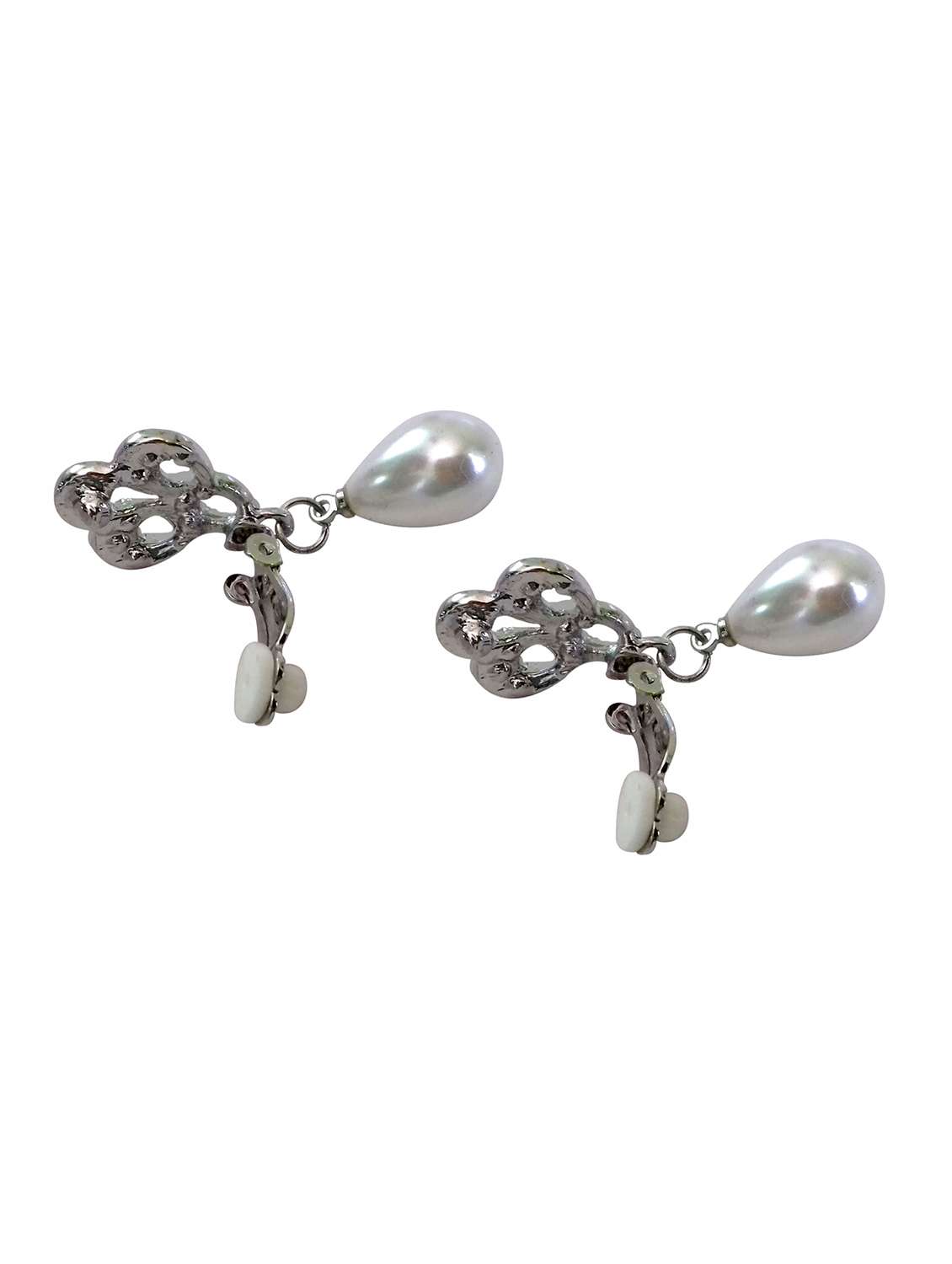 white metal drop earring - 16529649 - Standard Image - 1