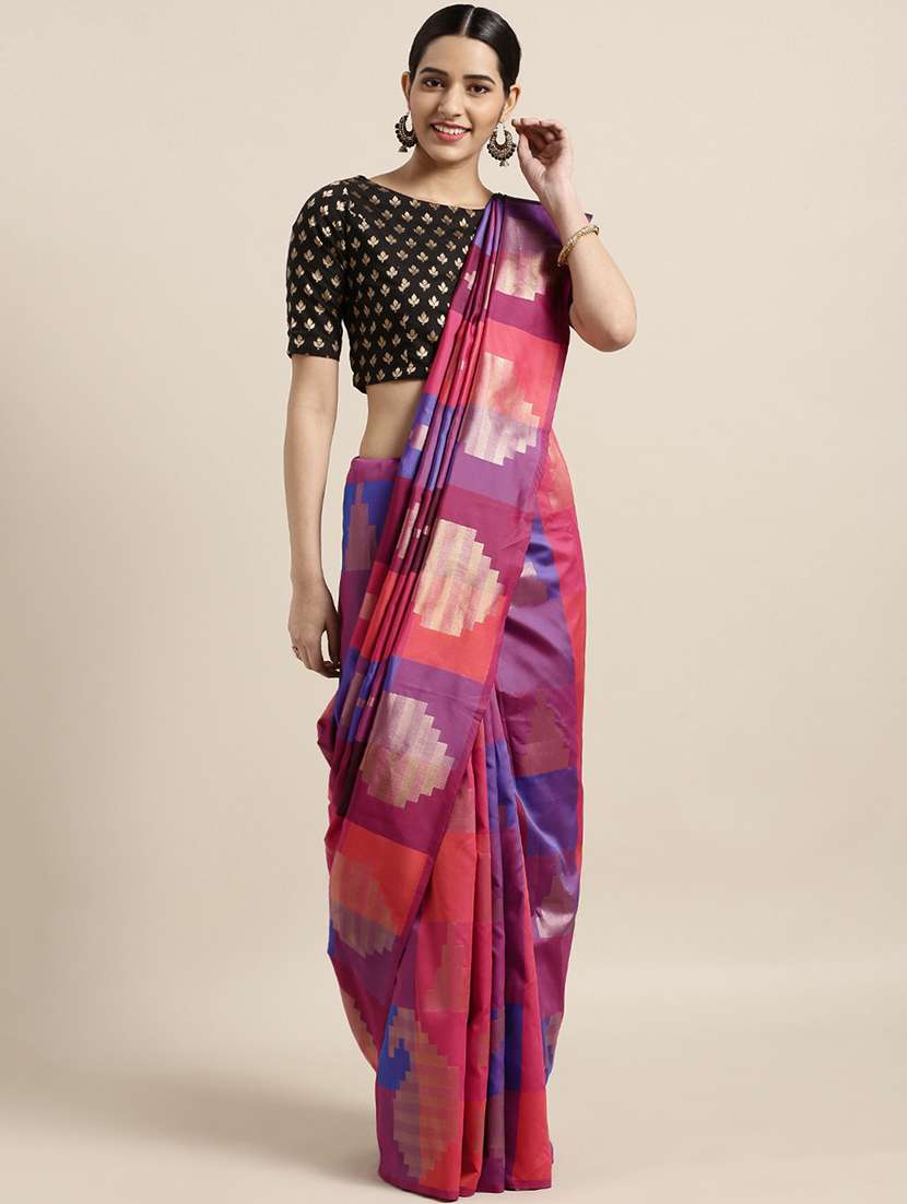 self-design woven saree with blouse