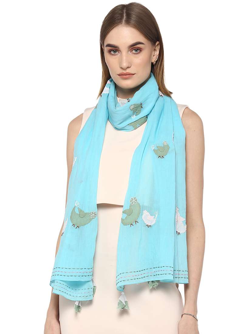 light blue cotton stole