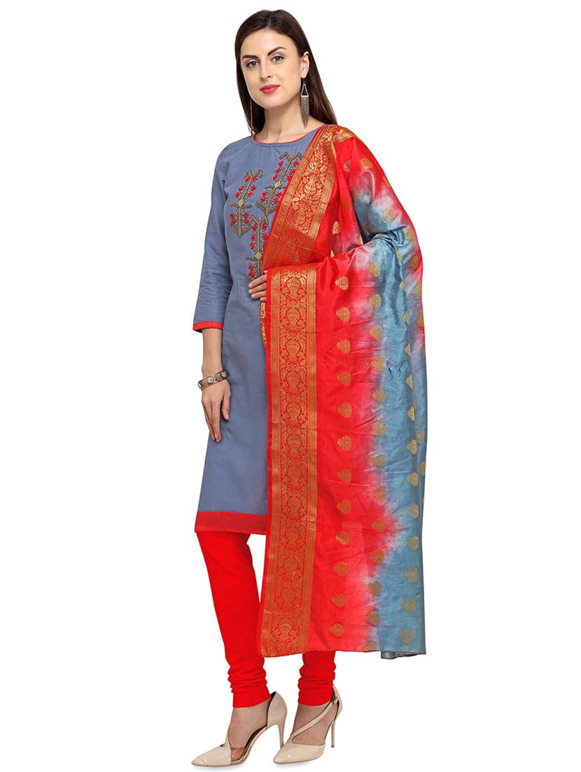 embellished churidaar unstitched suit - 16530450 -  Standard Image - 1