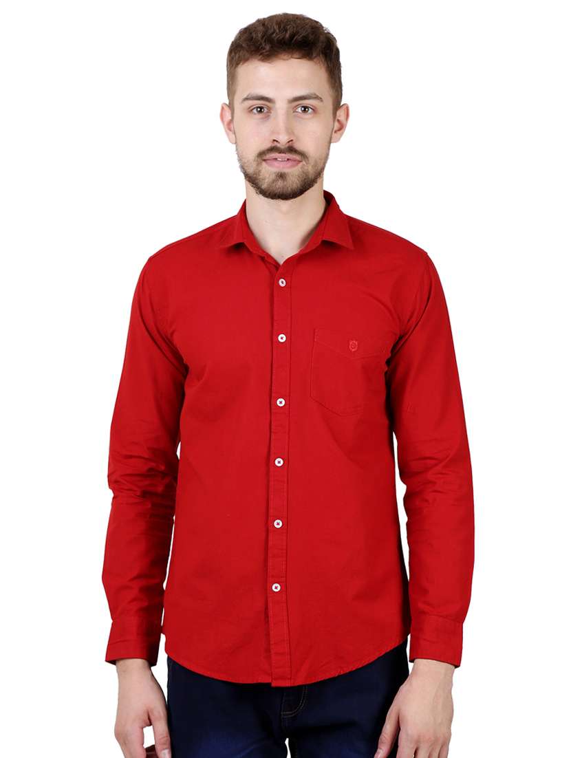 red solid casual shirt