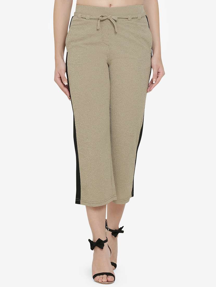 contrast taped tie up waist trouser