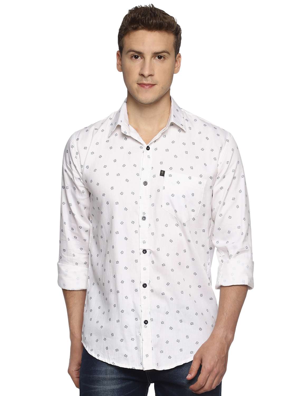 white printed casual shirt