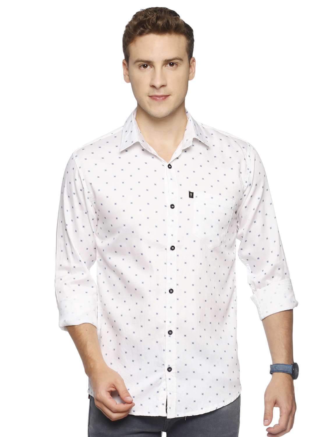white printed casual shirt