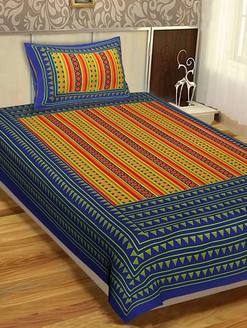 cotton single bed bedsheets with 1 pillow cover