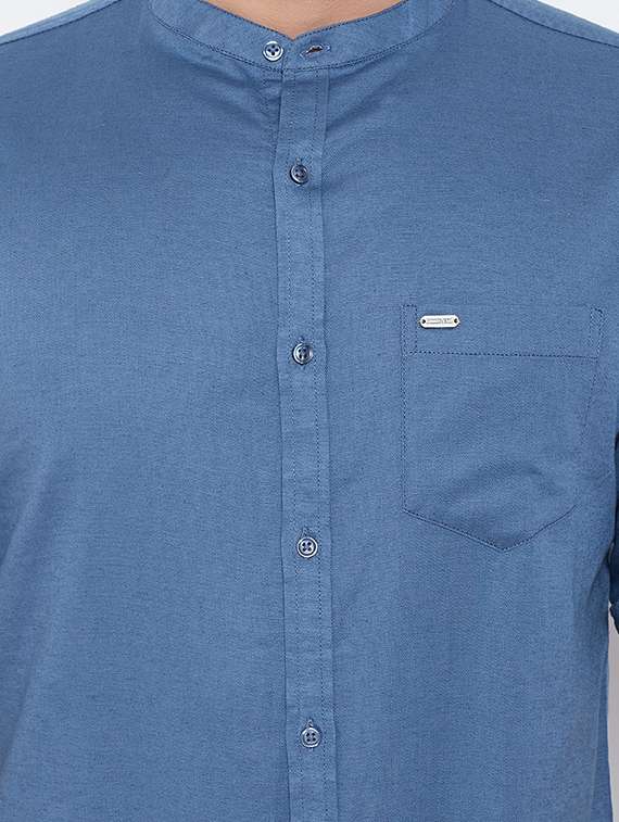 blue linen casual shirt - 16539719 - Standard Image - 4