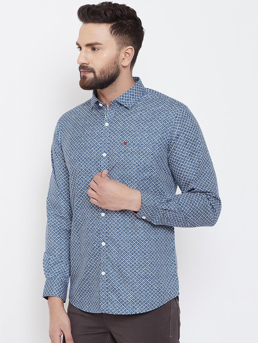 blue cotton casual shirt - 16539724 - Standard Image - 1