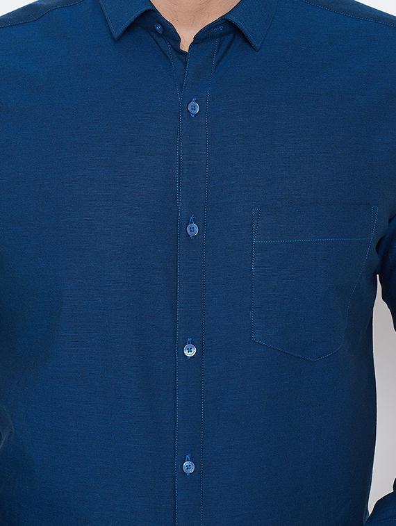 blue solid formal shirt - 16539729 - Standard Image - 4