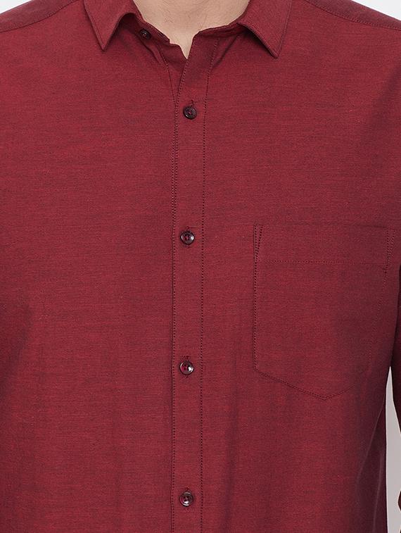 red solid casual shirt - 16539730 - Standard Image - 4