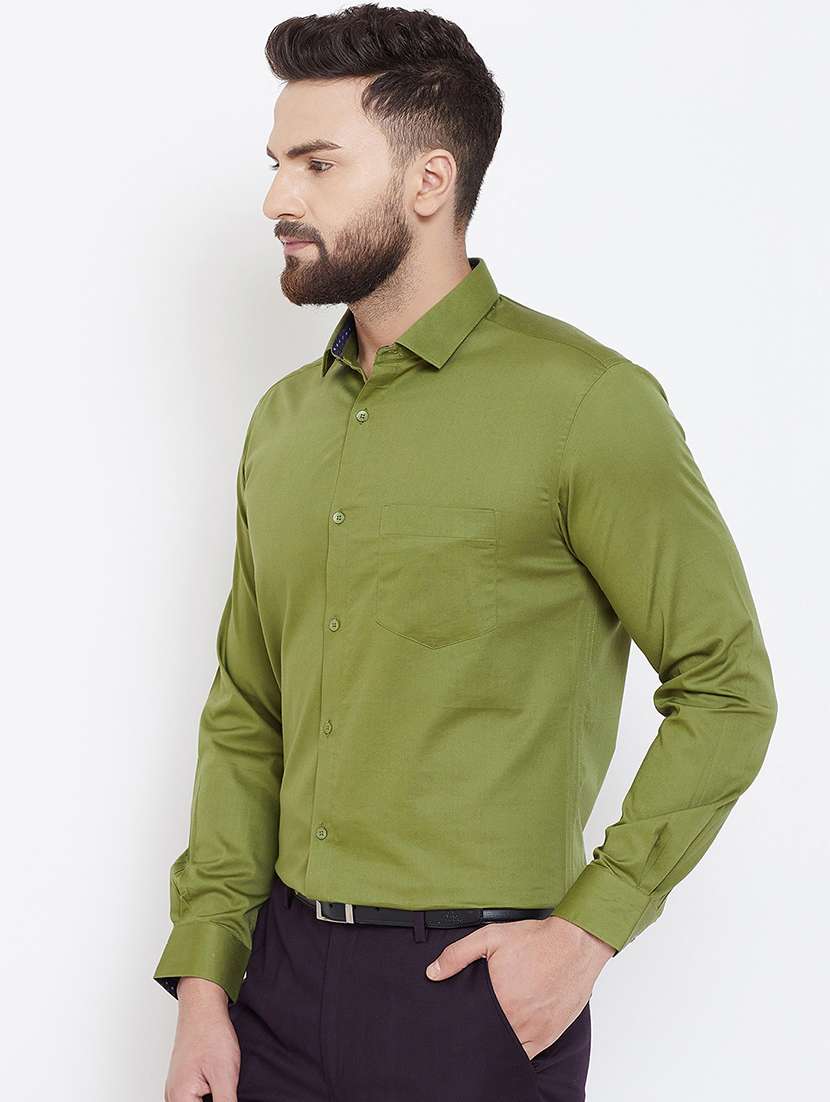 green solid formal shirt - 16539734 - Standard Image - 1