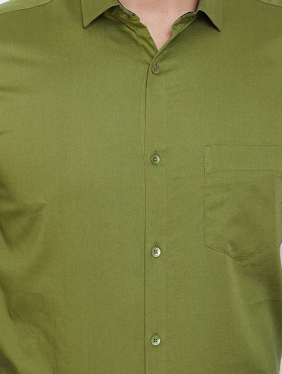 green solid formal shirt - 16539734 - Standard Image - 4