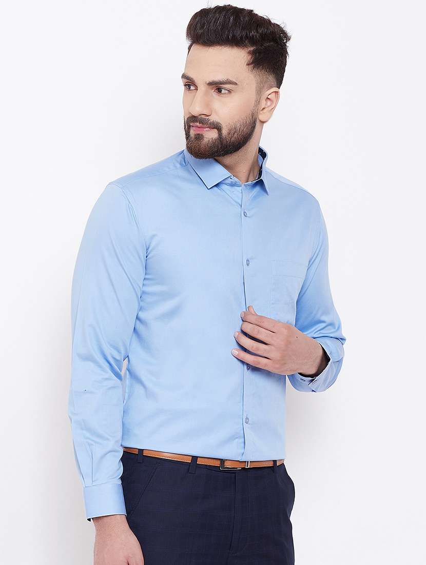 light blue solid formal shirt - 16539736 - Standard Image - 1