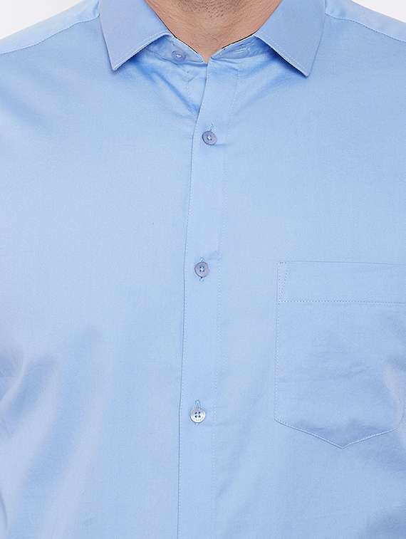 light blue solid formal shirt - 16539736 - Standard Image - 4