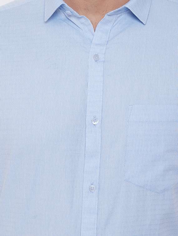 light blue self design formal shirt - 16539744 - Standard Image - 4
