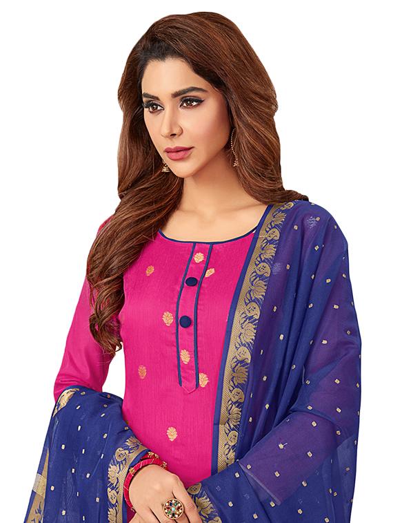 embellished churidaar unstitched suit - 16540862 -  Standard Image - 1