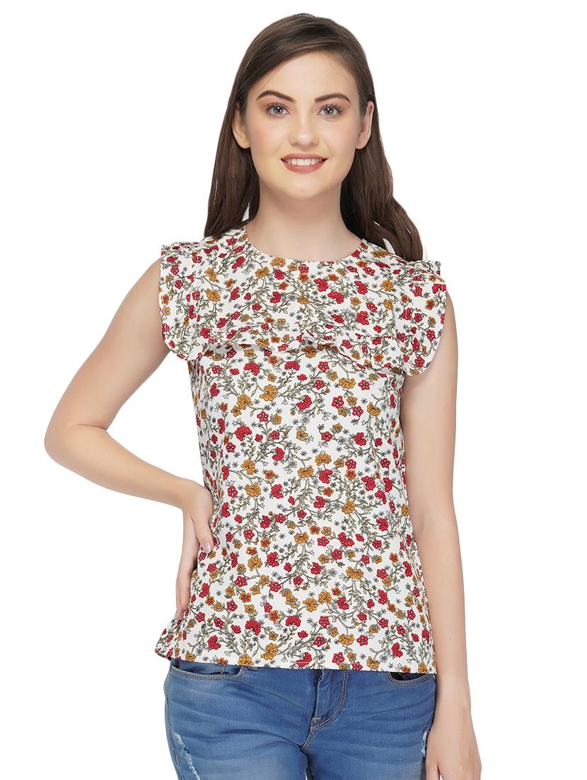 frill detail floral top  - 16541561 -  Zoom Image - 0